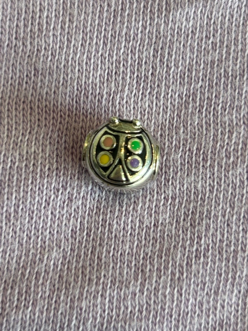Pandora-style Sterling Silver Ladybug Charm w/ Multicolor Enamel